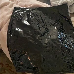 Black latex skirt